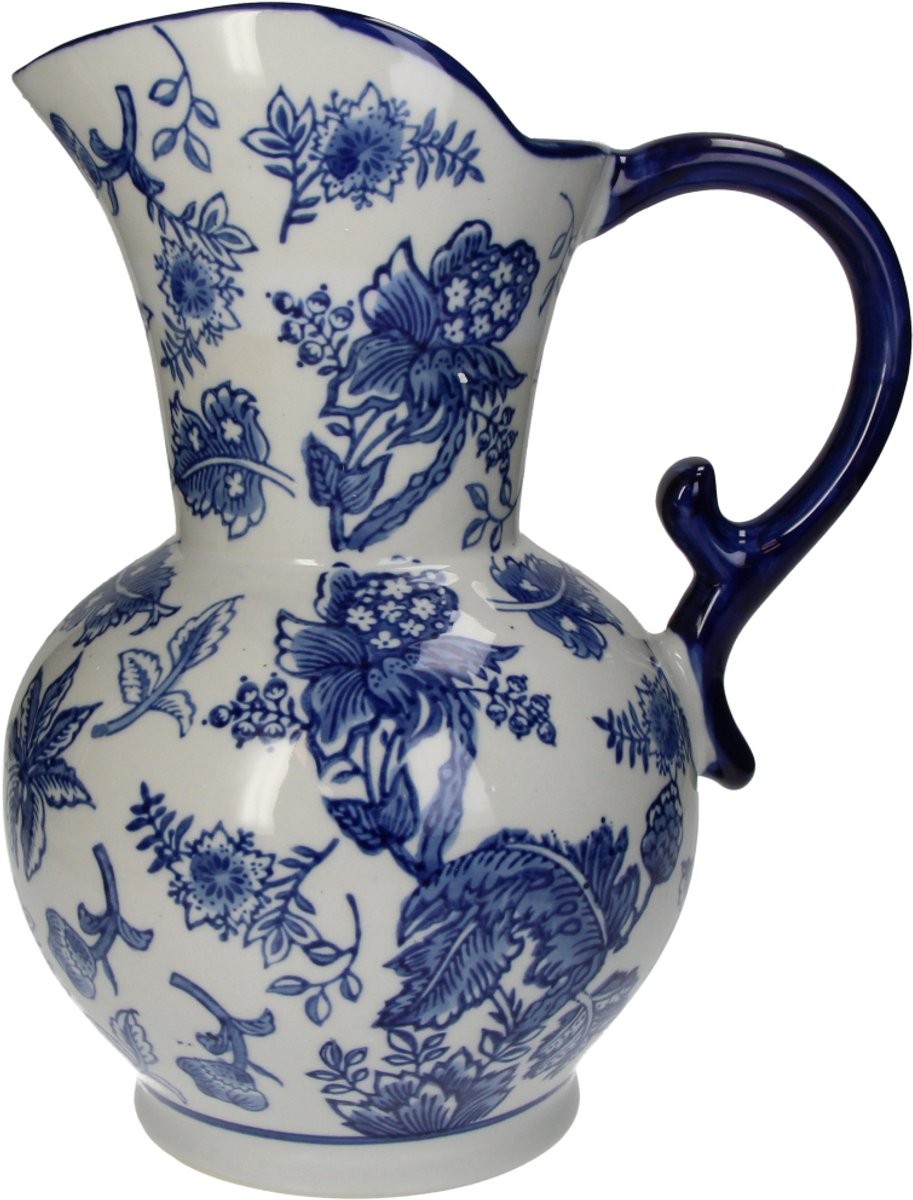Hd collection vaas porselein blauw 20,5x19x30,5cm