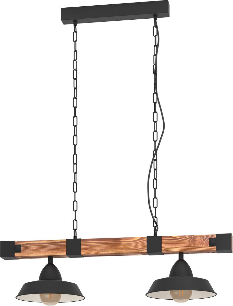 Lampada a sospensione Eglo oldbury - e27 - 86 cm - marrone nero rurale - legno fsc