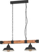 Lampada a sospensione Eglo oldbury - e27 - 86 cm - marrone nero rurale - legno fsc