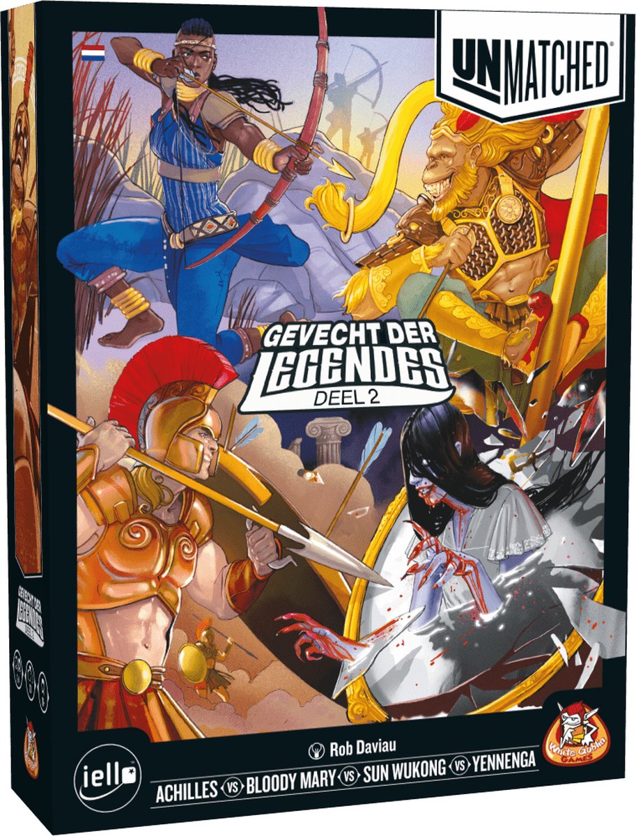 White goblin games - unmatched: battle of legends 2 - expert game - 2 to 4 players - 20 minutes - from 10 years - with the heroes: yennenga, achilles, sun wukong and bloody mary