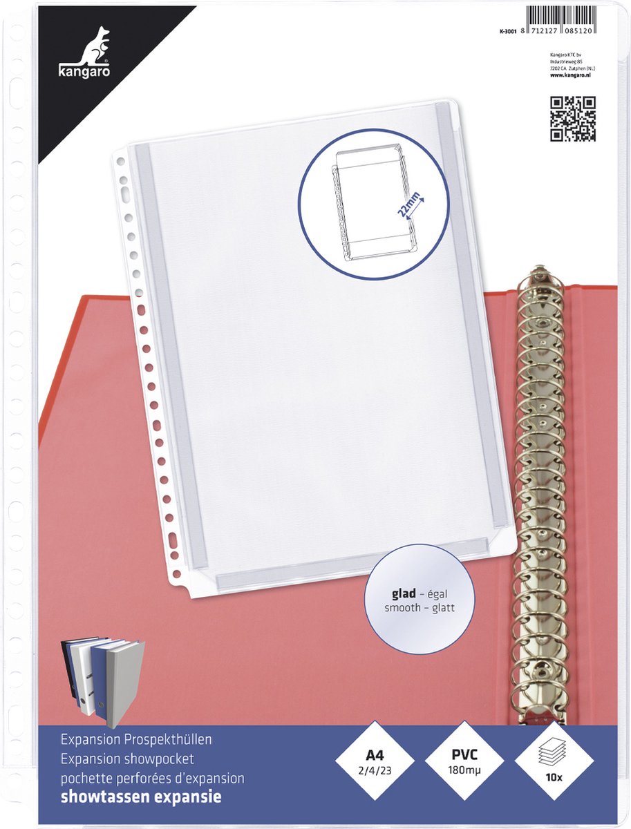 Kangaro showtas - a4 - pvc - 23-gaats - 10 stuks - k-3001