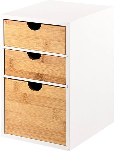 Kesper drawer unit desk organizer 3x drawers - bamboo wood - l17 x w21 x h27 cm - light brown white