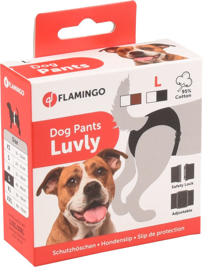 Pantalón de correr Flamingo para perros – luvly slip hembra negro l – para periodos de carrera – cintura ajustable que incluye panty para perros