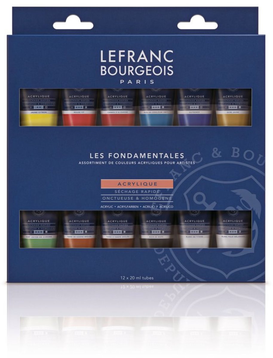 Lefranc borghese 300341 set acrilico pregiato – i fondamenti | Vernice acrilica 12x20 ml per studenti e artisti