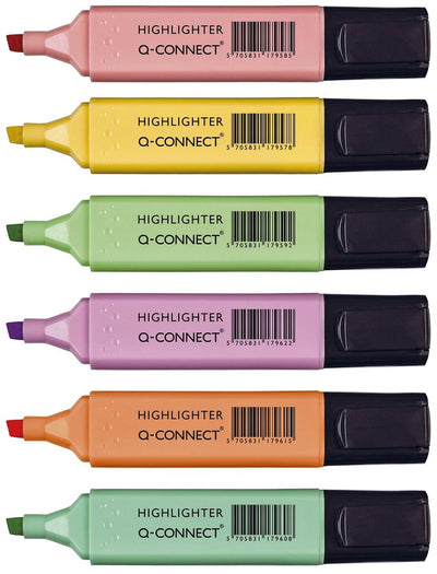 Evidenziatore Q-connect pastello | colori assortiti | confezione da 6 pezzi