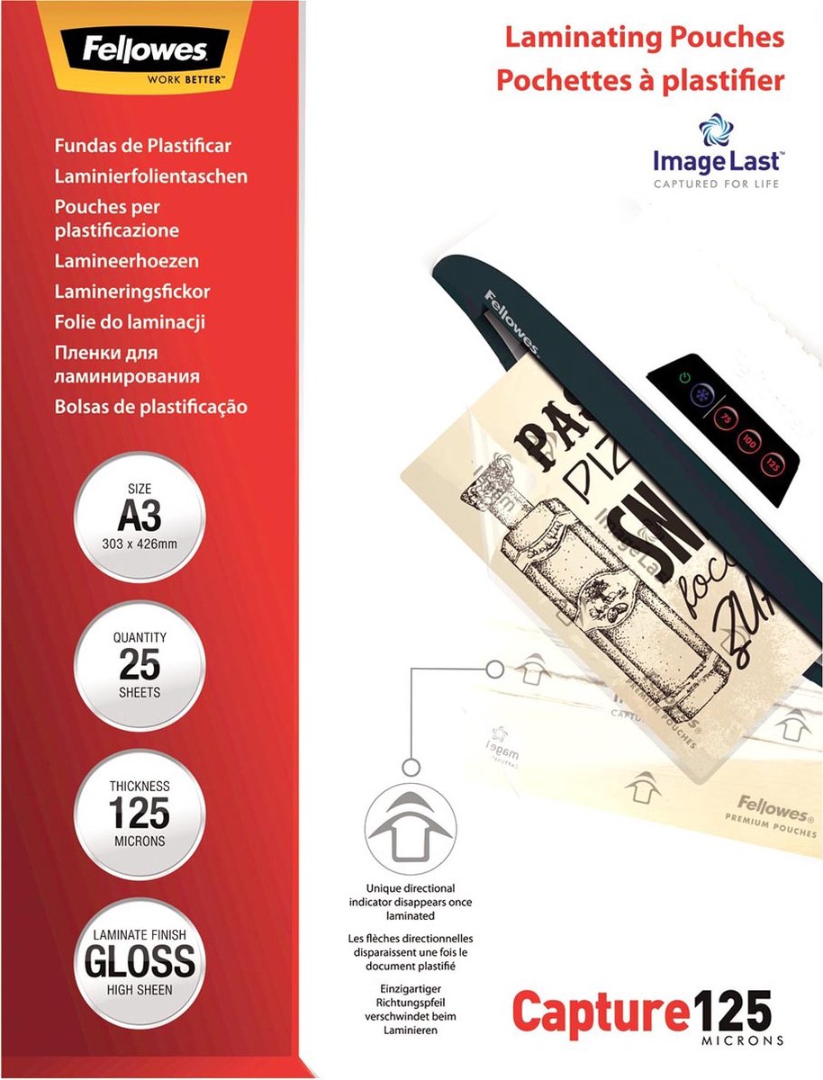 Buste per laminazione fellowes 5396501 trasparente da 125 micron confezione da 25
