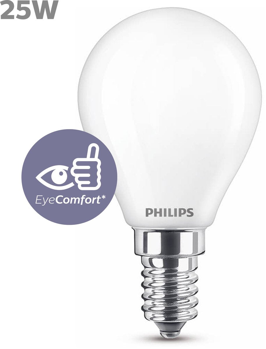 Philips led lamp - kogellamp met e14 fitting - koelwit licht: 4000k - 25w - mat glas
