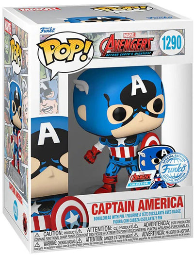¡Funko pop! marvel comics - capitán américa 60 aniversario (con pin) exclusivo