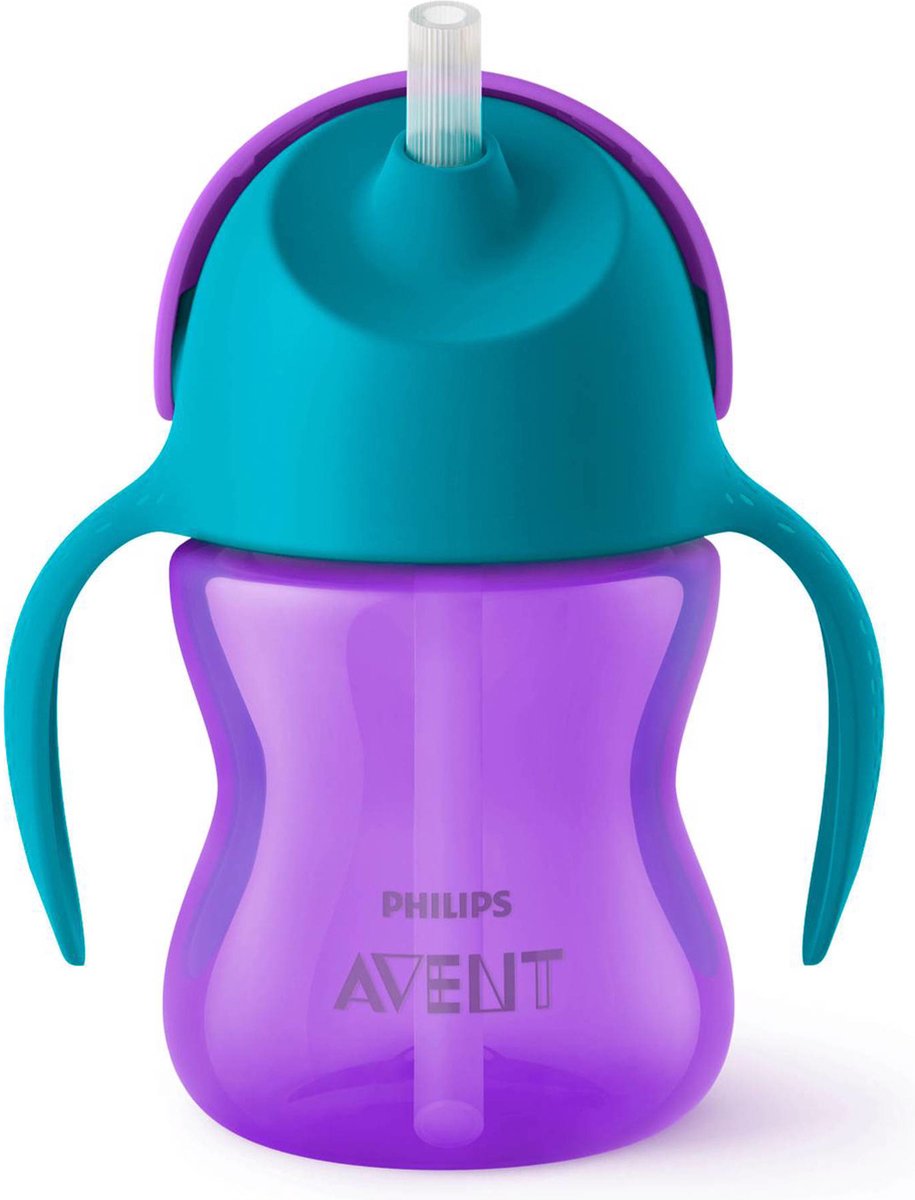 Philips avent bicchiere con cannuccia - 9+ mesi - 1 pezzo - viola blu - scf796 02