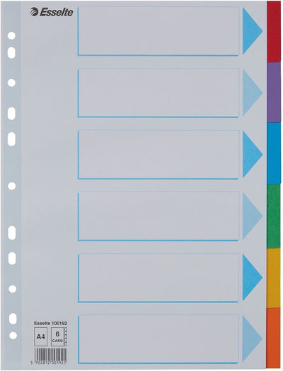 Esselte - pestañas a4 11r cartón 6 piezas con portada | 20 piezas