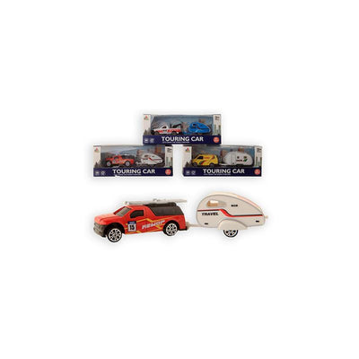 Auto in miniatura con roulotte 15 cm