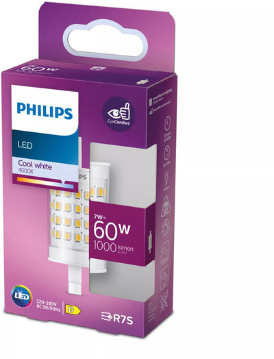 Lampada da barra LED Philips trasparente - 60 w - r7s - luce bianca fredda