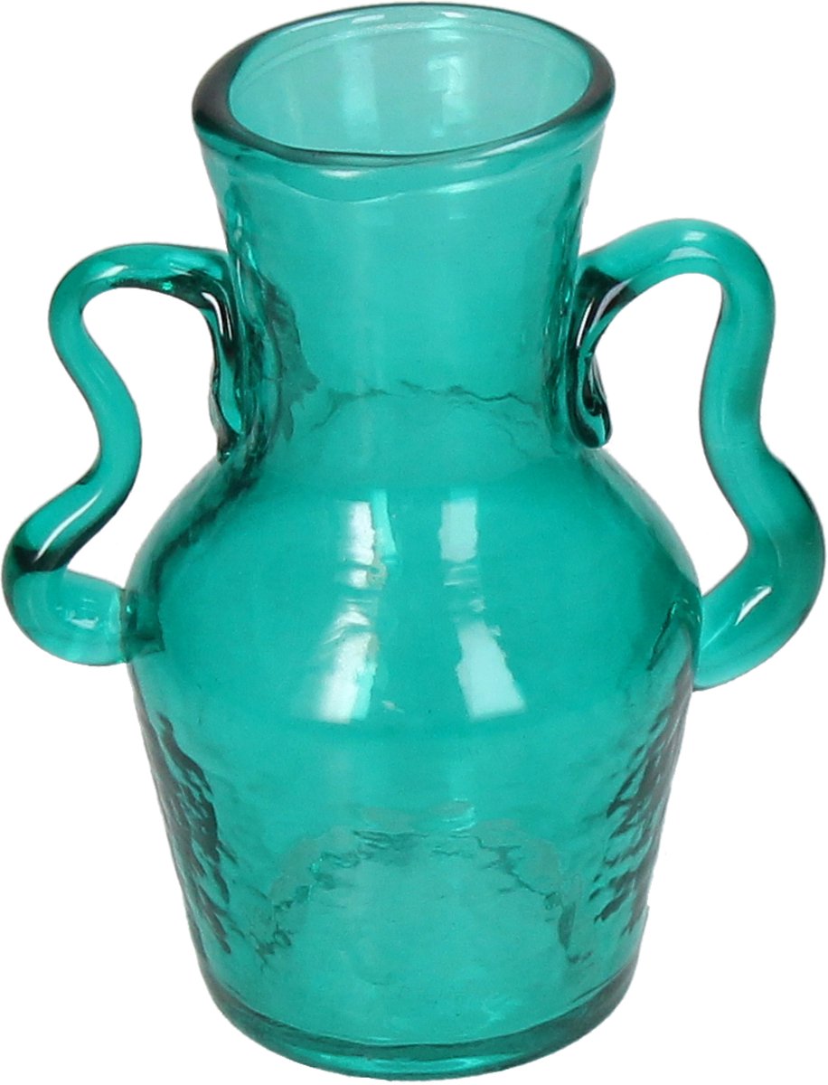 Collezione HD vaas glas turkoois 11x11x13,5 cm