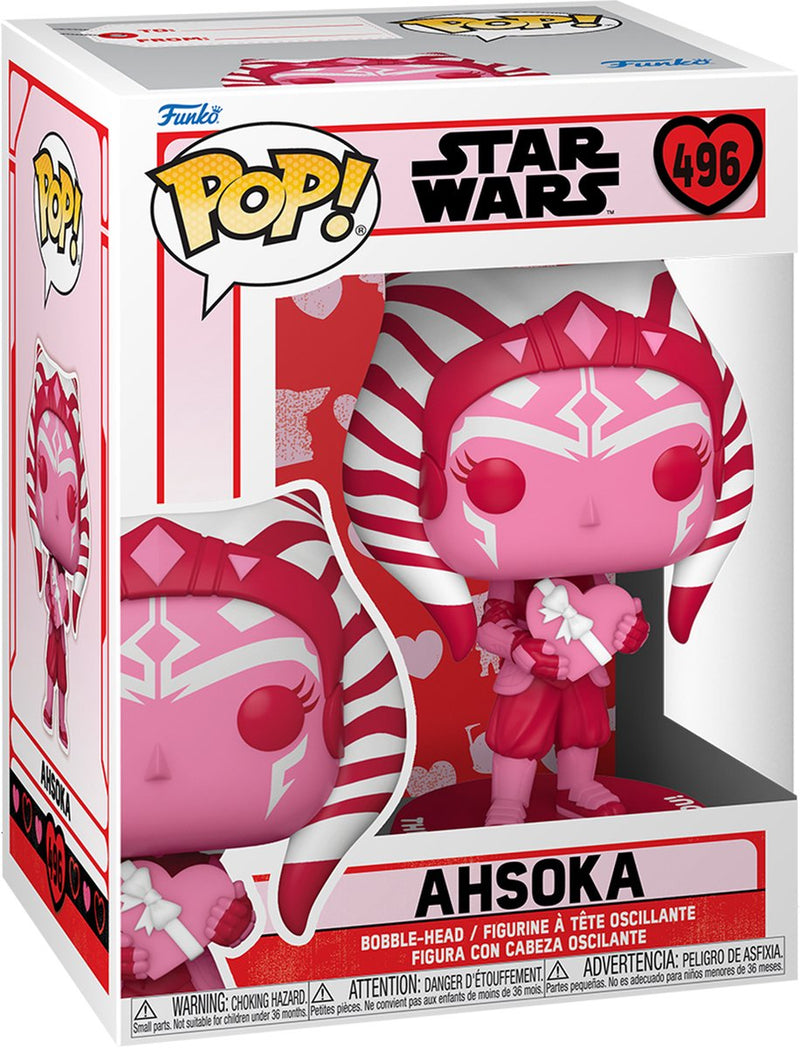 Figura coleccionable funko star wars pop! vinilo - san valentín ahsoka rosa