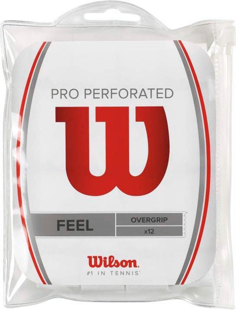 Wilson pro overgrip feel geperforeerd - pack 12 stuks - wit