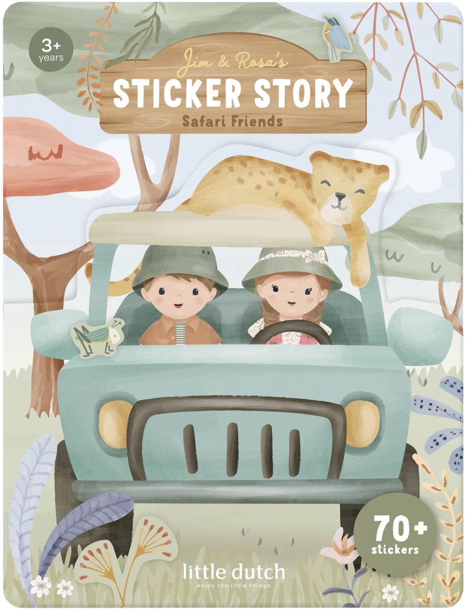 Piccolo safari con libri di adesivi olandesi - oltre 70 adesivi con sfondo di gioco - giocattoli creativi da 3 anni