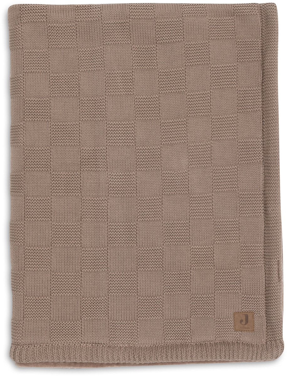 Coperta per culla Jollein - 75x100 cm - maglia a scatola - velluto caffè latte