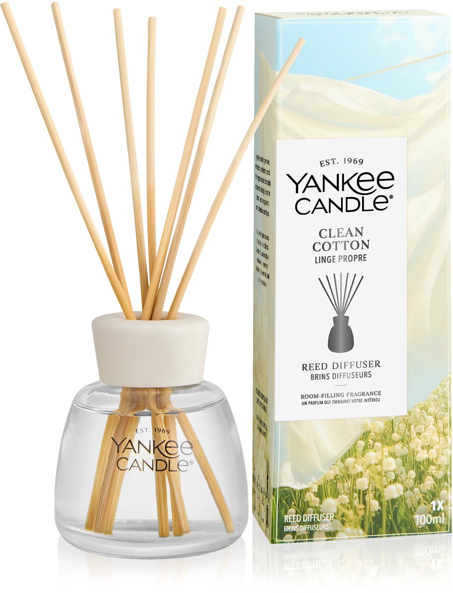 Vela Yankee - barritas aromáticas de algodón limpio 100 ml - hasta 6 semanas de fragancia