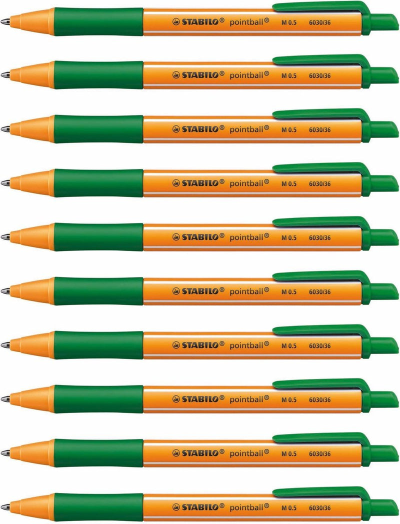 Stabilo pointball - balpen - navulbaar - groen - doos met 10 stuks