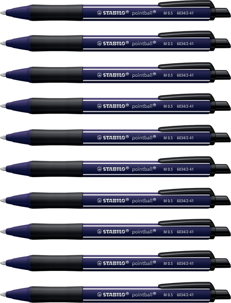 Stabilo pointball - penna a sfera - naturecolors wildflower - ricaricabile - blu oltremare - scatola da 10 pezzi