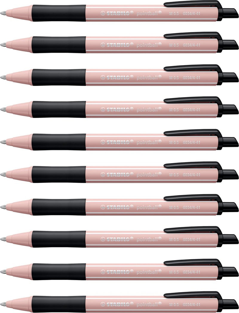 Stabilo pointball - penna a sfera - naturecolors wildflower - ricaricabile - rosa tenue - scatola da 10 pezzi