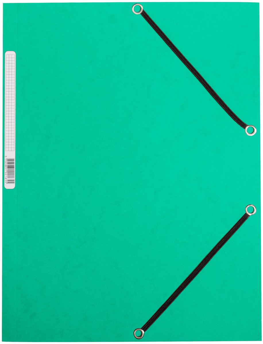 Q-connect elastomap, a4, 3 kleppen en elastieken, karton, groen