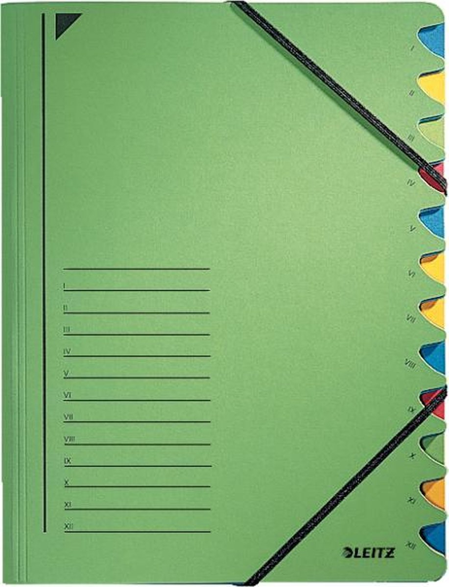 Carpeta clasificadora Leitz cartón verde A4