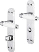 Maniglia per porta Impresso - durban - per interni - scudo ovale con viti e serratura WC - cromata - bianca - 2 pezzi