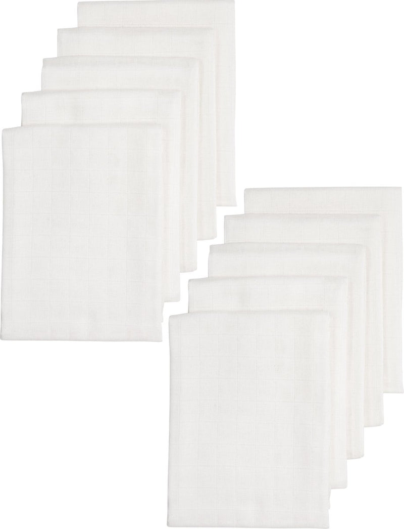Meyco baby uni hydrophilic cloths - 10-pack - organic - white - 80x80 cm