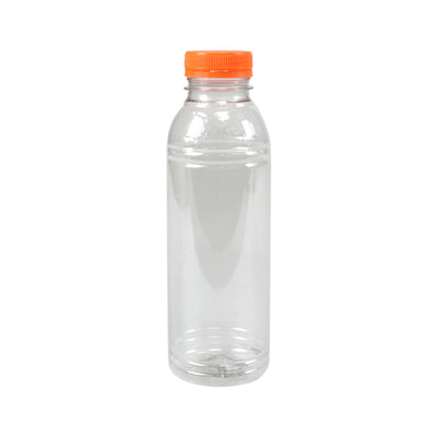 Fles rpet 500ml met oranje dop (125 stuks)