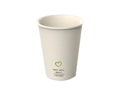 Taza de café reutilizable de plástico en blanco beige 180cc (20 piezas)