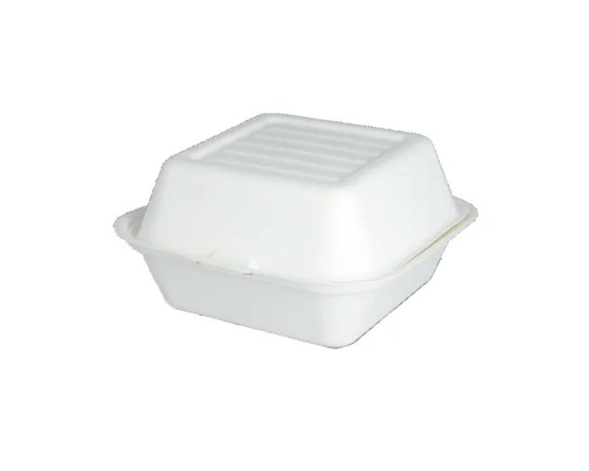 Takeaware hamburger container medium sugar cane pfas-free (500 pieces)