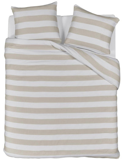 Riviera maison striped dekbedovertrek - eenpersoons - 140x200 220 - zand