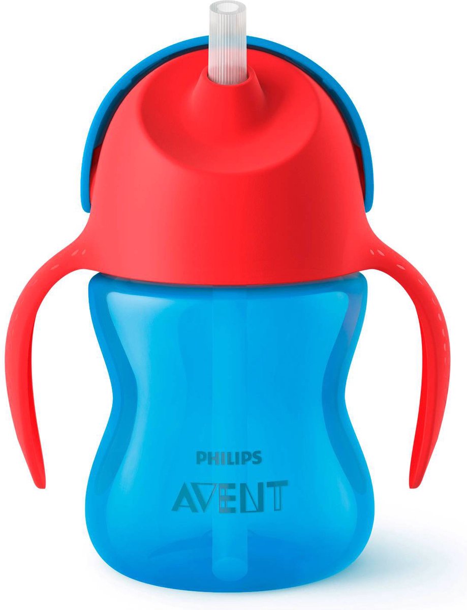 Philips avent bicchiere con cannuccia - 9+ mesi - 1 pezzo - blu rosso - scf796 01