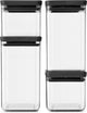 Brabantia tasty+ voorraadbussen - stapelbaar - 2x 0,7 l 2x 1,6 l - dark grey