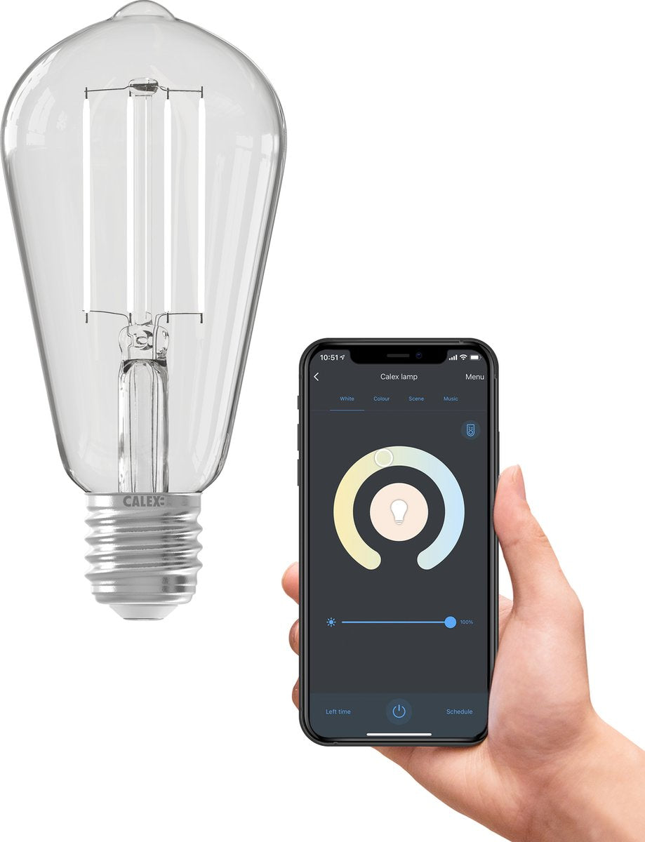 Calex slimme lamp - wifi led filament verlichting - e27 - rustiek smart lichtbron helder - dimbaar - warm wit licht - 7w