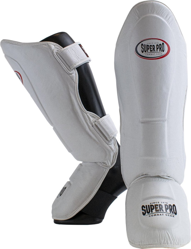 Super pro combat gear thai-pro espinillera blanco negro mediano
