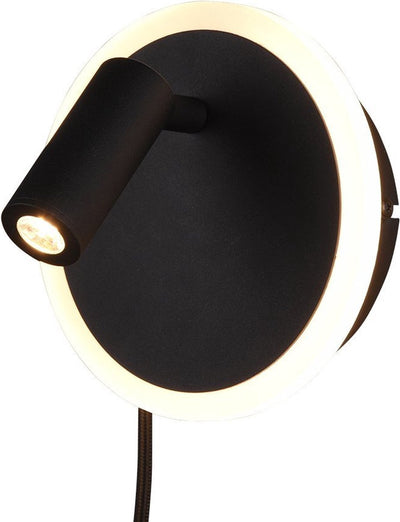 Trio Jordan - lámpara de pared - negro mate - incl. 1x SMD 5 W - interruptor de cable - la luz se puede encender por separado - montaje en pared - flexible - conectar - no regulable