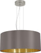 Eglo maserlo - lámpara colgante - 3 luces e27 - ø53 cm - tela - capuchino, dorado