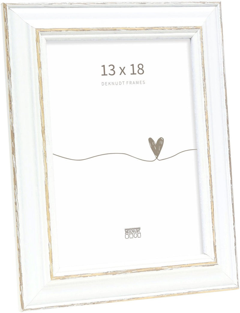 Cornice per foto Deknudt frames s221h3 - bianca con accenti marroni - 13x18 cm