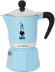 Bialetti rainbow azzurro 3 tazas – cafetera espresso – azul claro – aluminio – 130 ml
