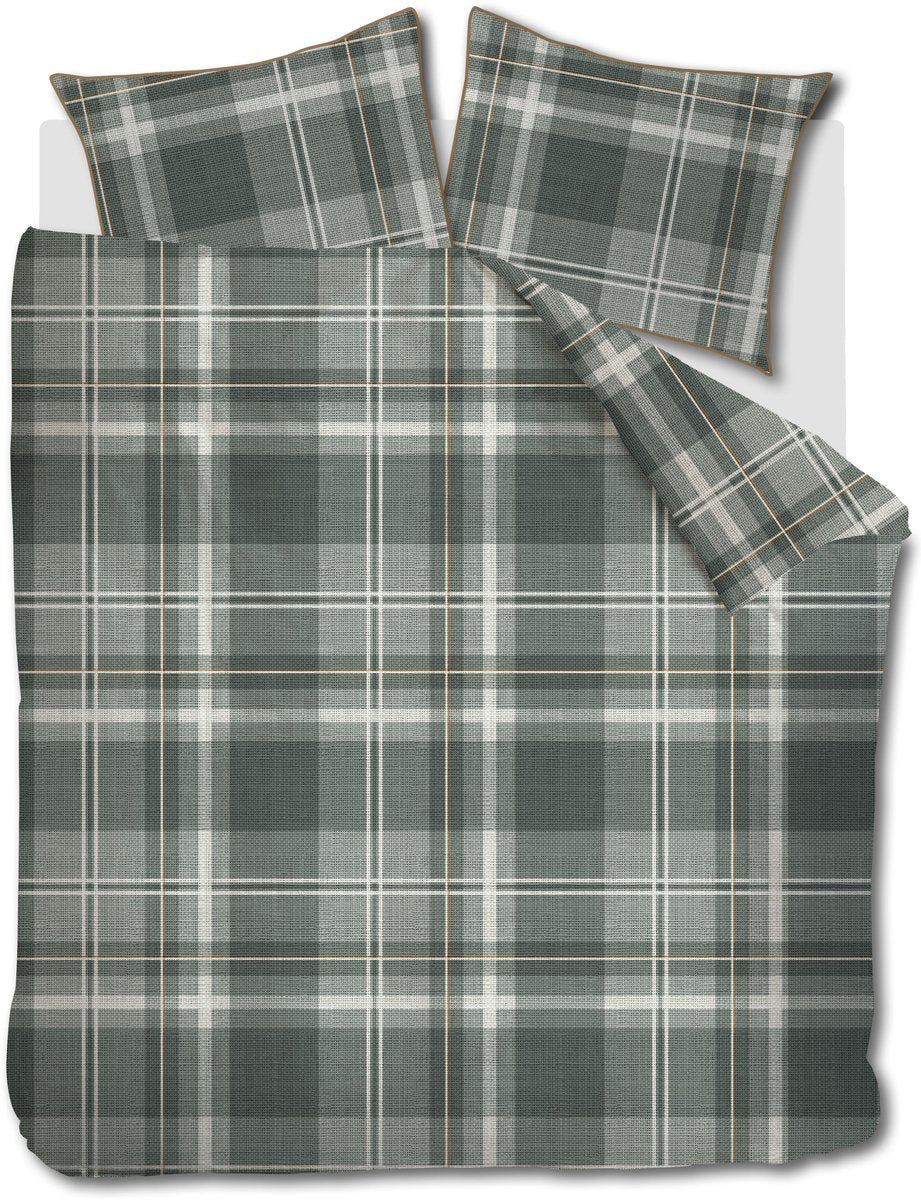 Riviera maison rivièra maison copripiumino tartan check - letti gemelli - 240 x 200 220 cm - verde