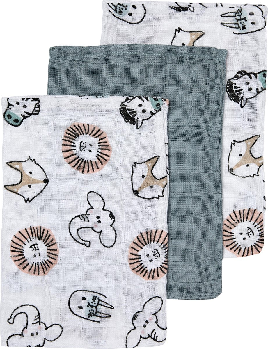 Meyco toallitas para animales bebés - paquete de 3 - hidrófilas - multicolor - 20x17cm
