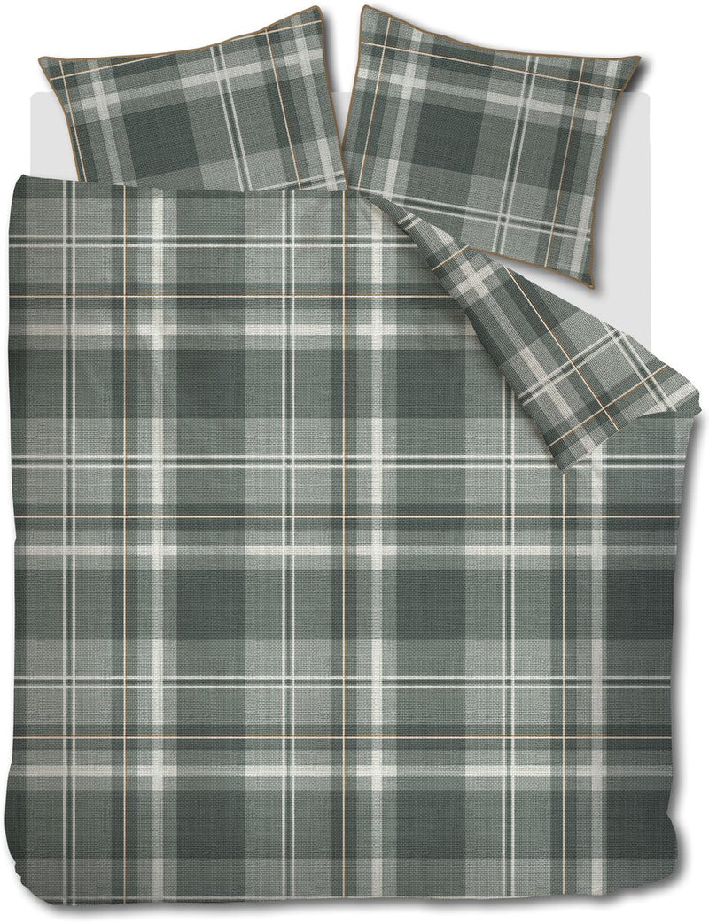 Riviera maison rivièra maison copripiumino tartan check - letti gemelli - 240 x 200 220 cm - verde