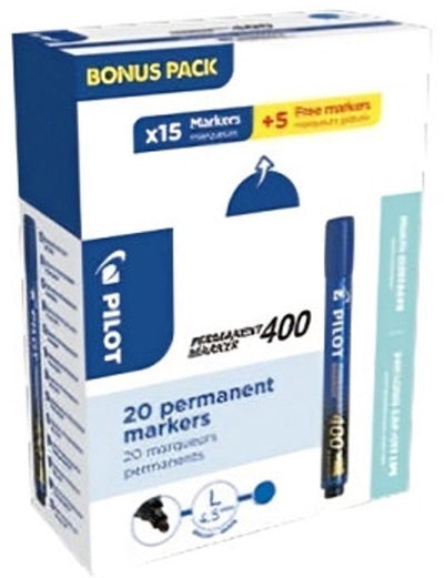 Pilot - permanent marker - beitelvormige punt 4.5 mm - blauw - 20 stuks