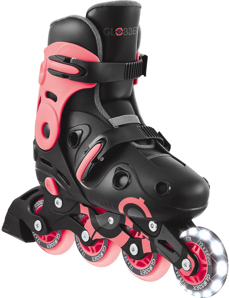 Pattini in linea Globber - go skate pink - rosa - regolabili 34-37 - ruote luminose - da 5 anni