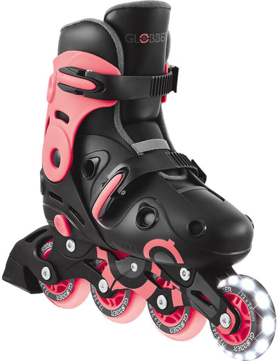 Patines en línea globber - go skate pink - rosa - ajustable 34-37 - ruedas luminosas - a partir de 5 años