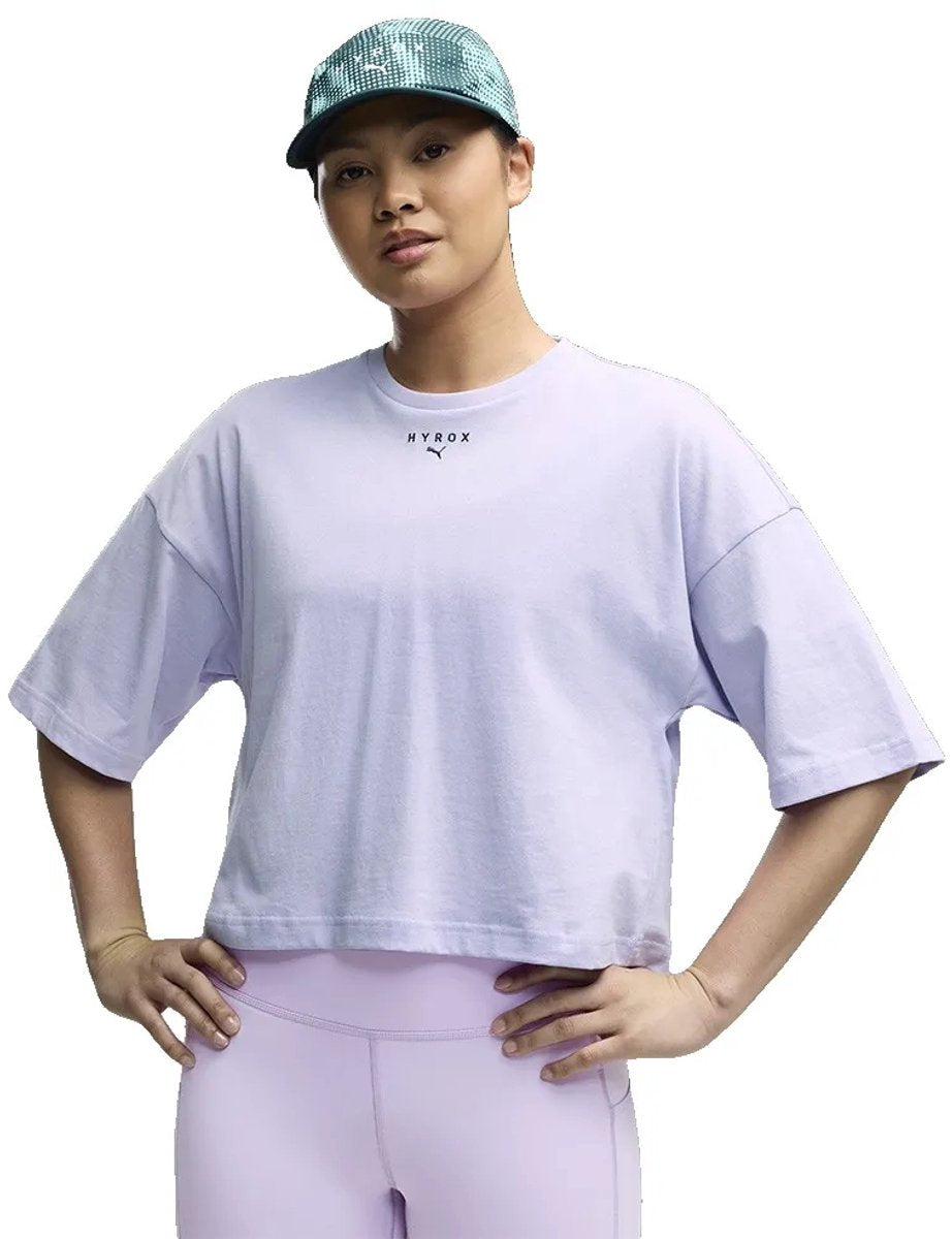 Puma x hyrox T-shirt cropped lifestyle a maniche corte viola da donna