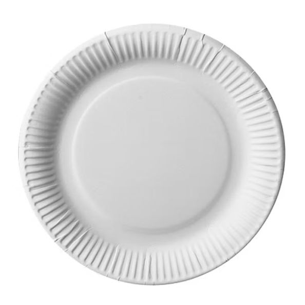 Piatti tondi cartoncino bianco 23 cm (100 pezzi)
