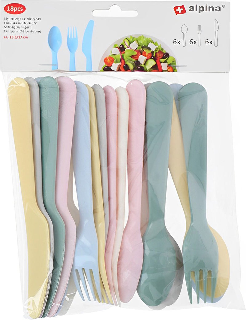 Alpina - set posate colorate - posate per bambini - 18 pezzi